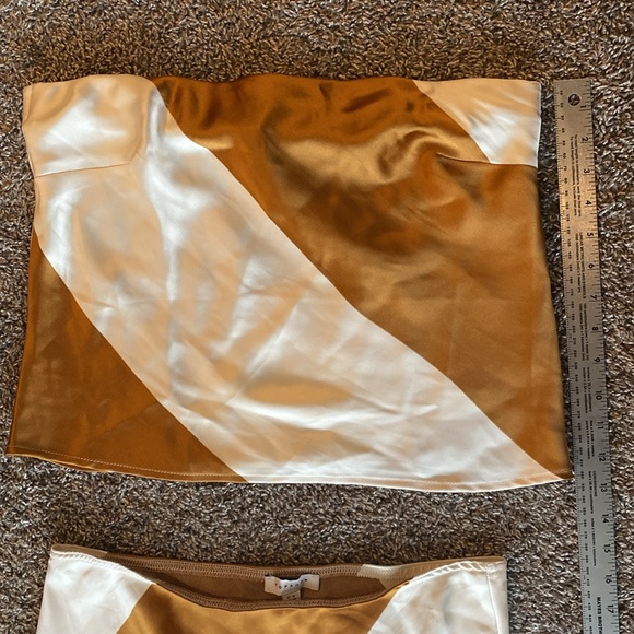 TopShop Two Piece Maxi Strapless Dress Diagonal Striped Spiced Rum, Women’s 10 - Picture 3 of 15